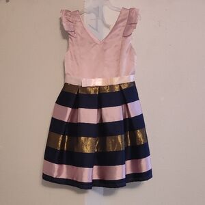 Pink and Gold Striped Kids Dress